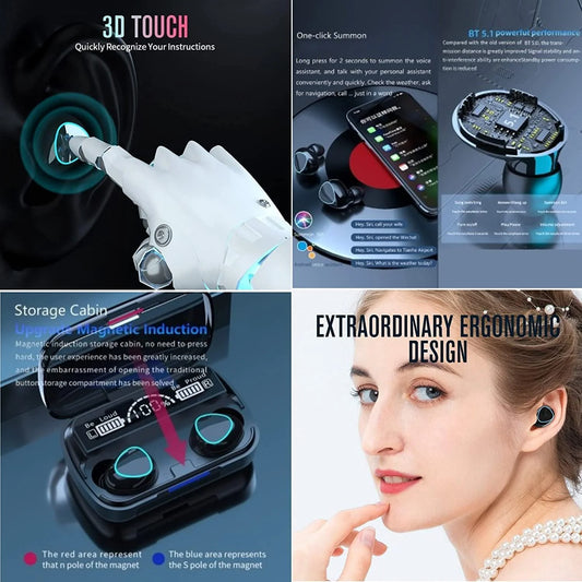 Wireless Bluetooth Earbuds with Noise Reduction & Usable Powerbank