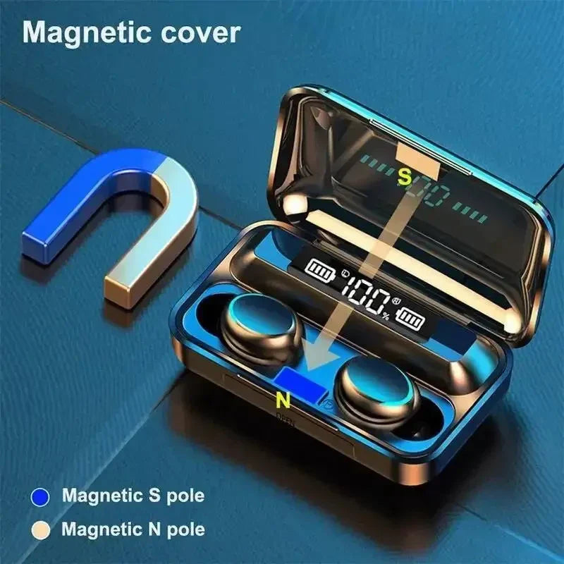 Wireless Watch Earpods With Charging Inbuilt Powerbank With Free Golden Analog Watch