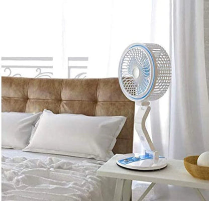 Portable Fan LED Light USB Rechargeable Folding